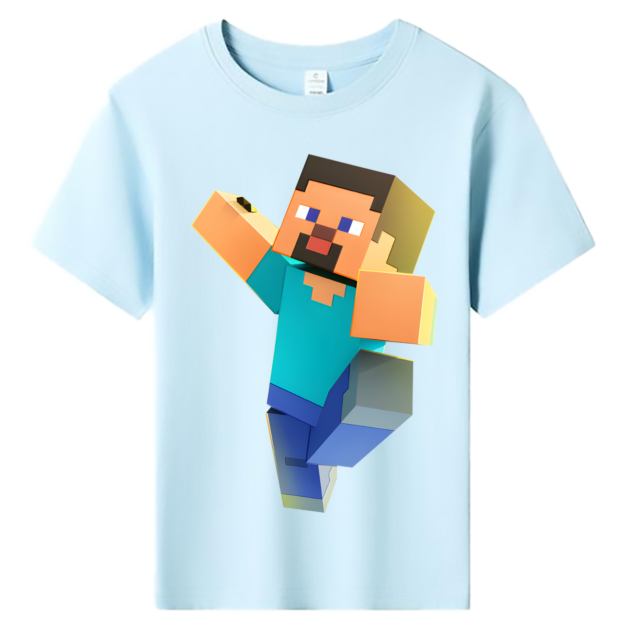 （画像用） マインクラフト ブロックの世界 Minecraft MC Block world 綿100％キッズTシャツ（フロントプリント）